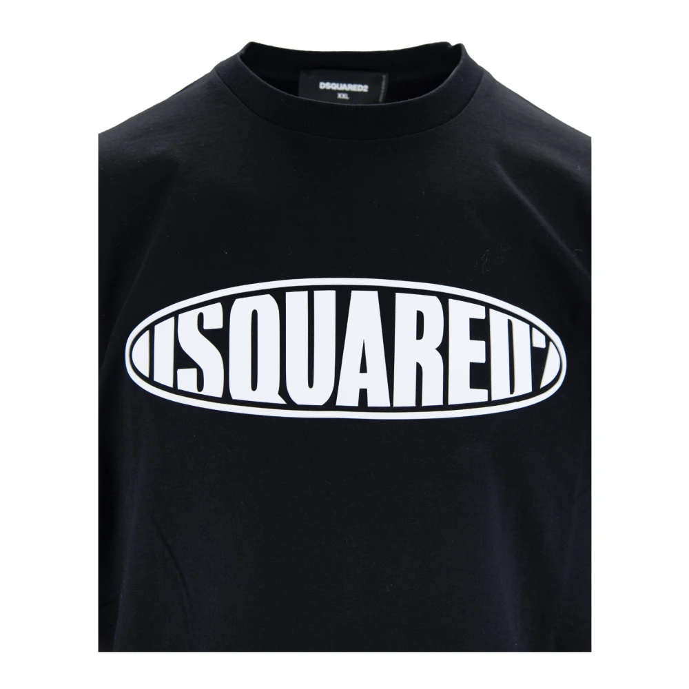 Dsquared2 Heren Slip-On T-Shirt met Contrast Print Black Heren