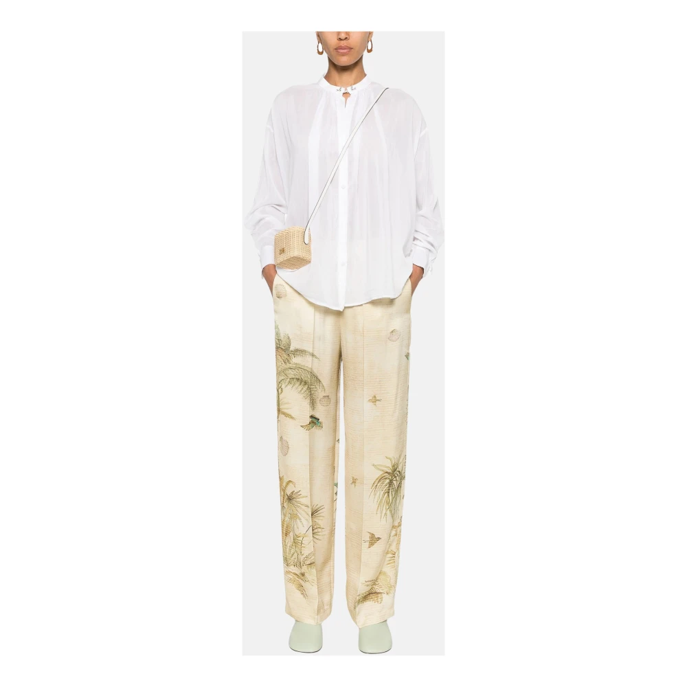 Forte Bohemien katoenen en zijden shirt met kristaldetail White Dames