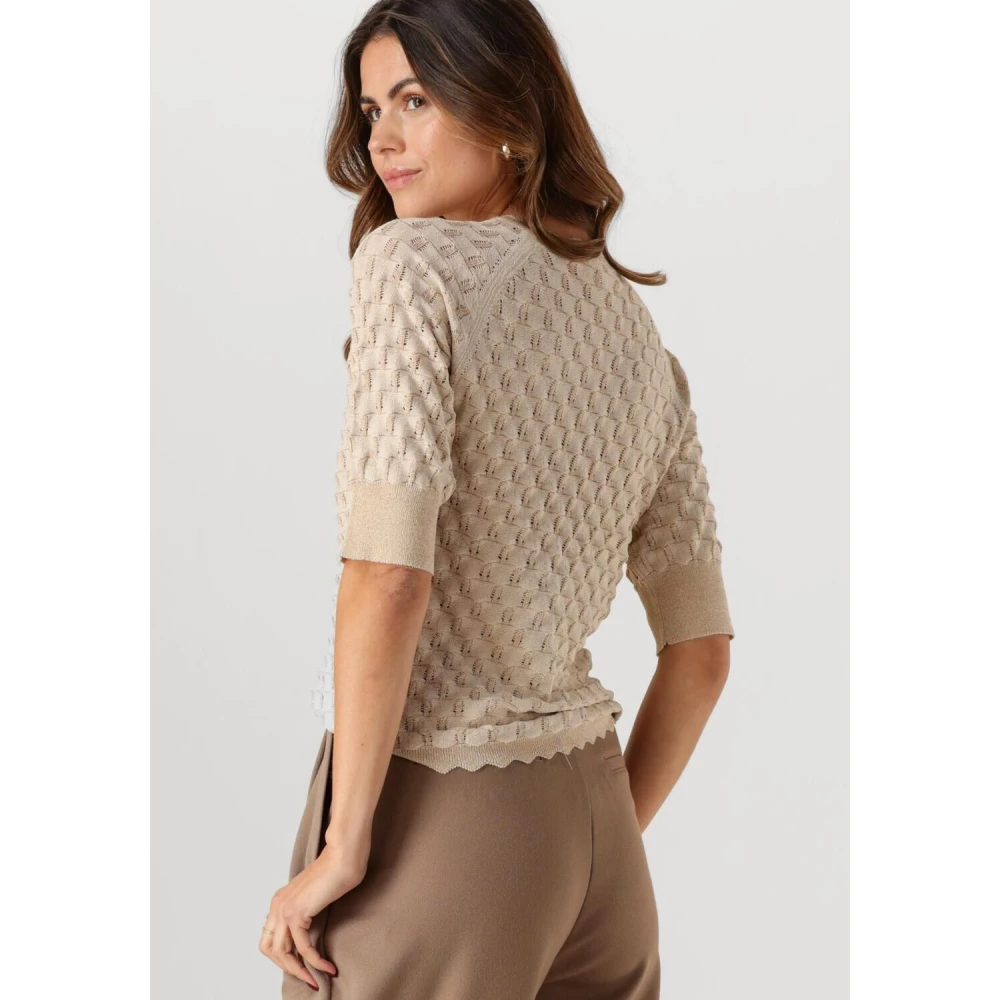 Object Zand Pullover met Subtiele Glitter Beige Dames