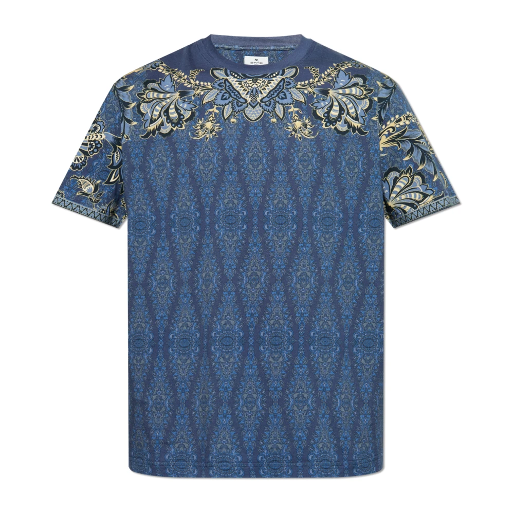 ETRO Katoenen T-shirt met decoratieve print Blue Heren