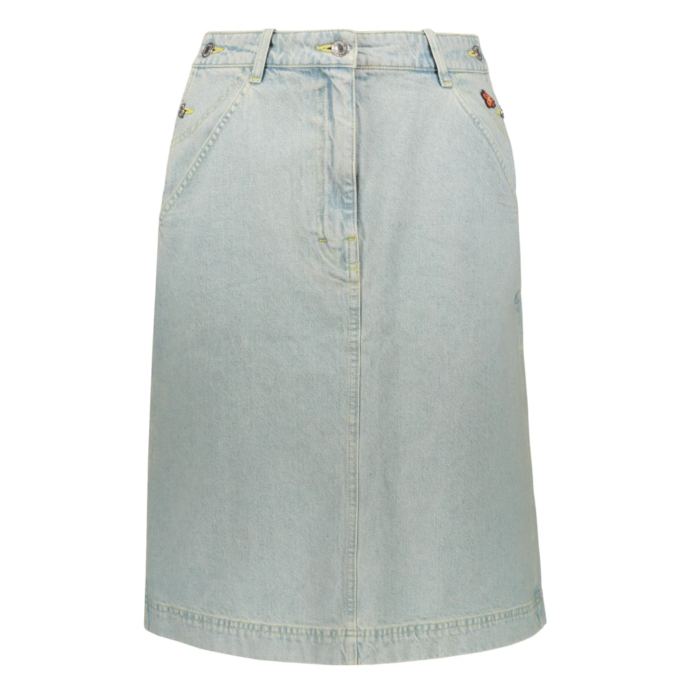 Kenzo Geborduurde Denim Rok met Logodetail Blue Dames