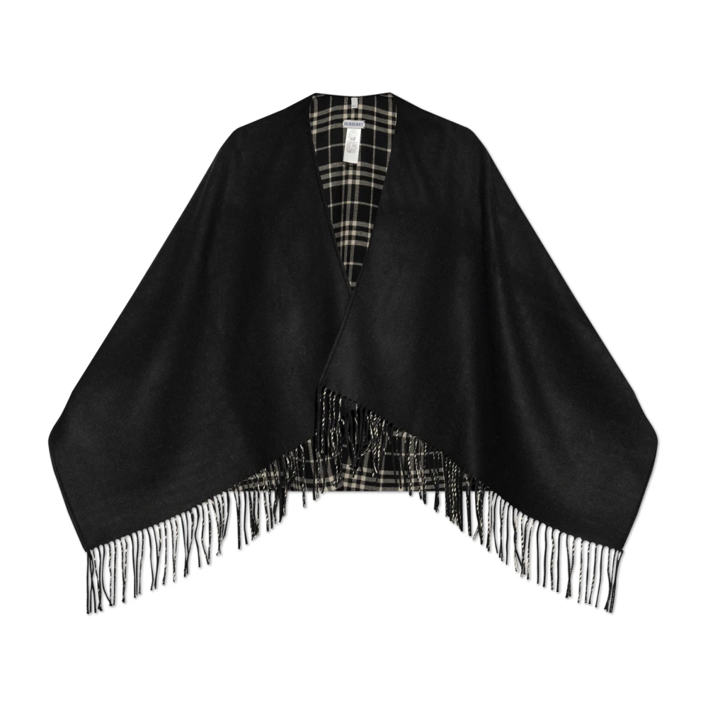 Burberry Black Ponchos, Female, One Size, Wool Poncho