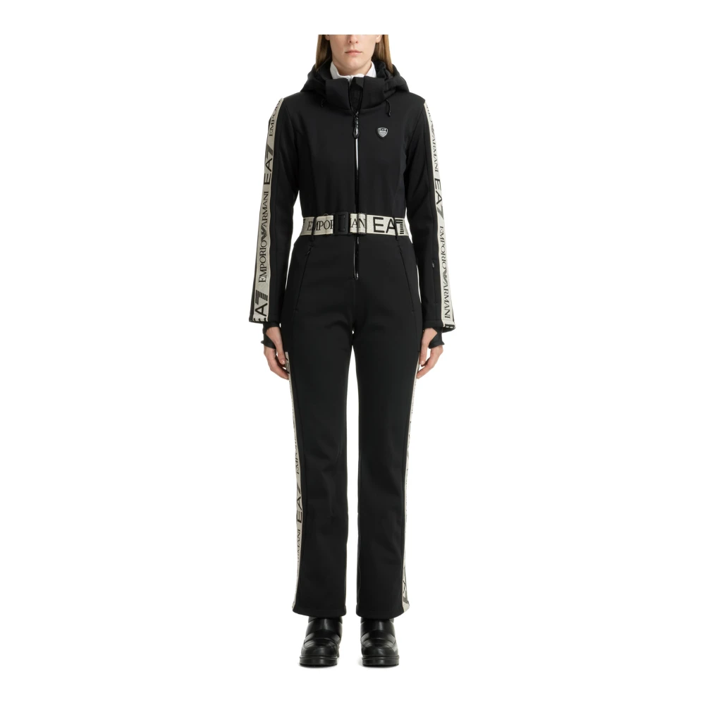 Emporio Armani EA7 Capuchon Rits Ski Suit Multipockets Black Dames