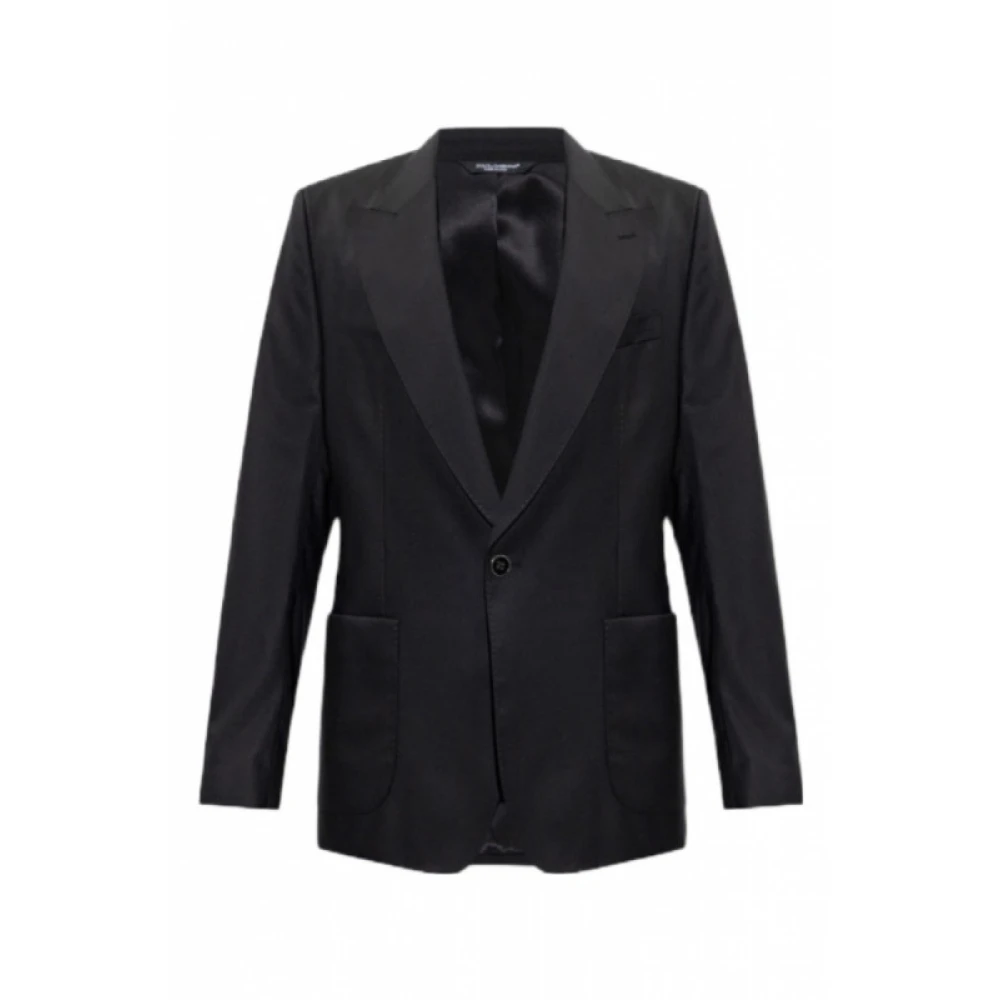 Dolce & Gabbana Zwarte wollen zijden blazer Zwart Heren