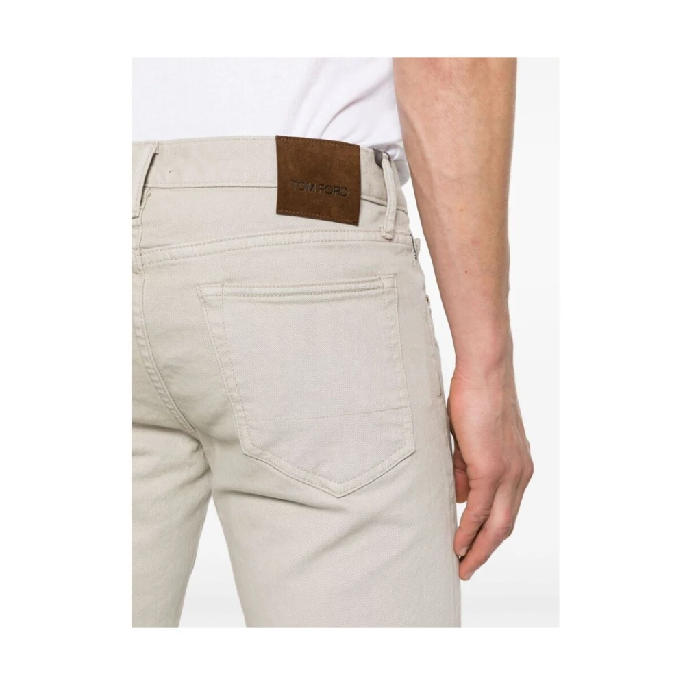 Tom Ford Grijze Slim Fit Jeans met Logo Appliqué Gray Heren