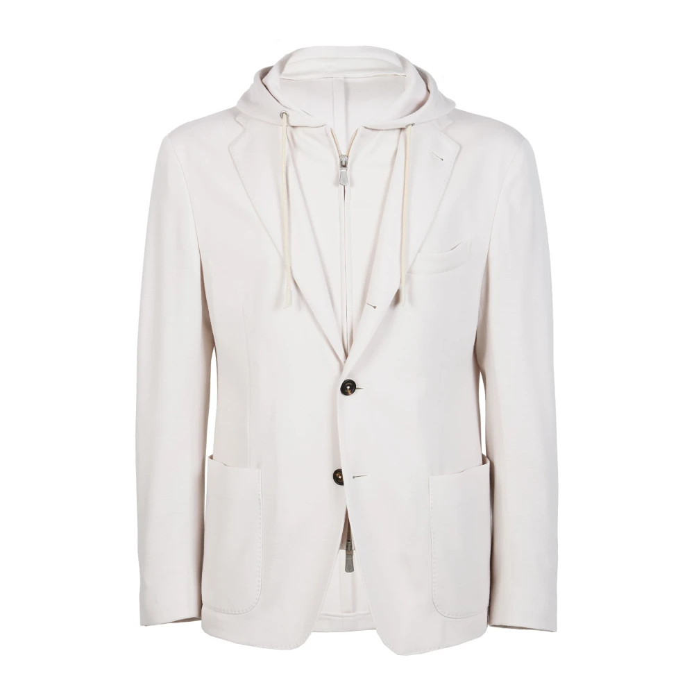 Eleventy Mannelijk Beige Jassen Heren, 3XL, Wol, Giacca Mp Pettorina Cappuccio