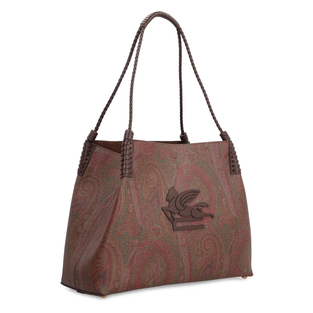 ETRO Paisley Jacquard Tote met leren details Brown Dames