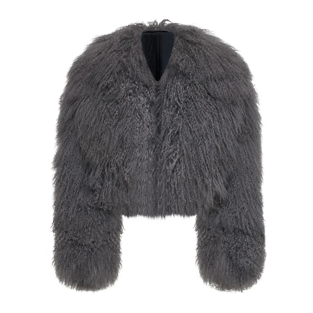 Salvatore Santoro Grijze Shearling Ruffled Jas Gray Dames