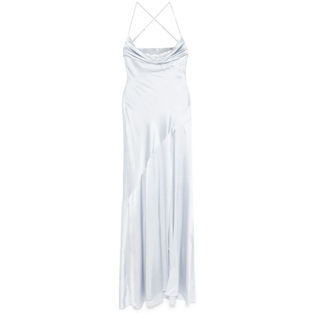 Retrofête Blauwe Spaghetti Strap Jurk met Kristalversiering Blue Dames
