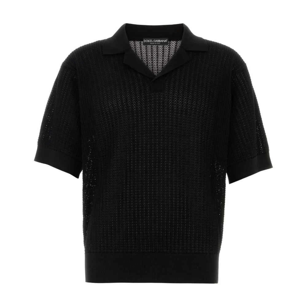Dolce & Gabbana Men's Black Polo Shirts,, Cotton Polo Shirt Small