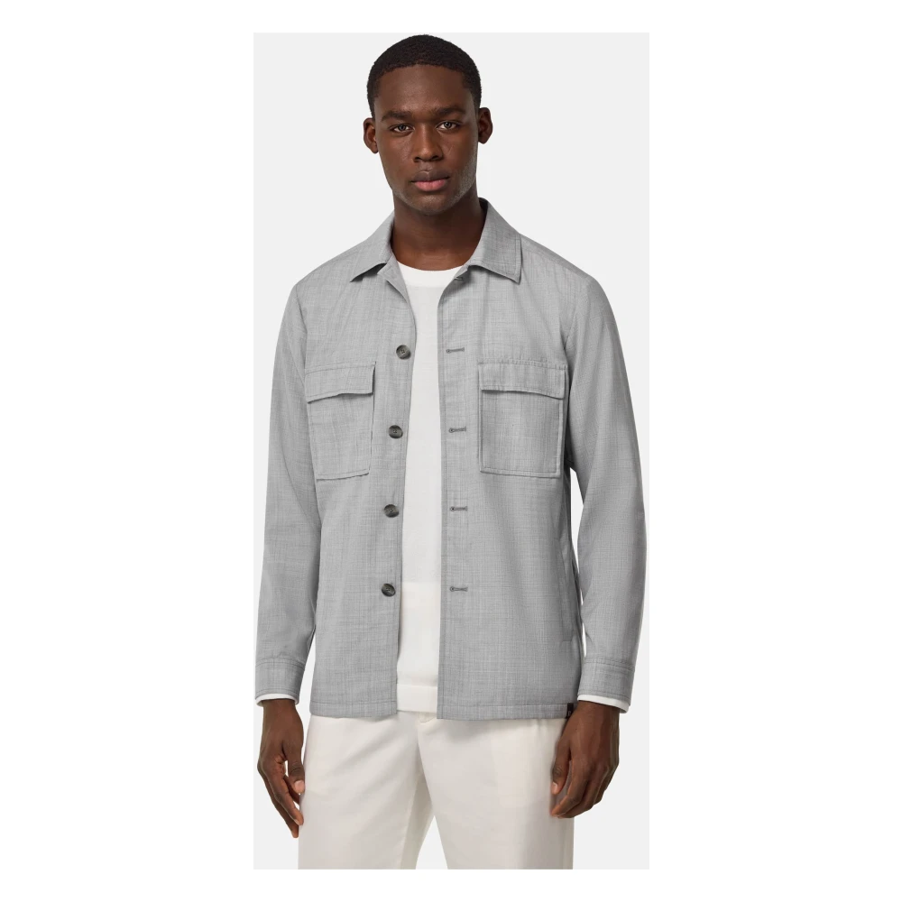 Boggi Milano Link wollen overhemdjas Gray Heren