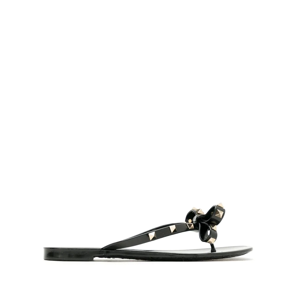 Valentino Garavani Women's Black Flip Flops, 4 Uk, Summer Rockstud Thong Sandals
