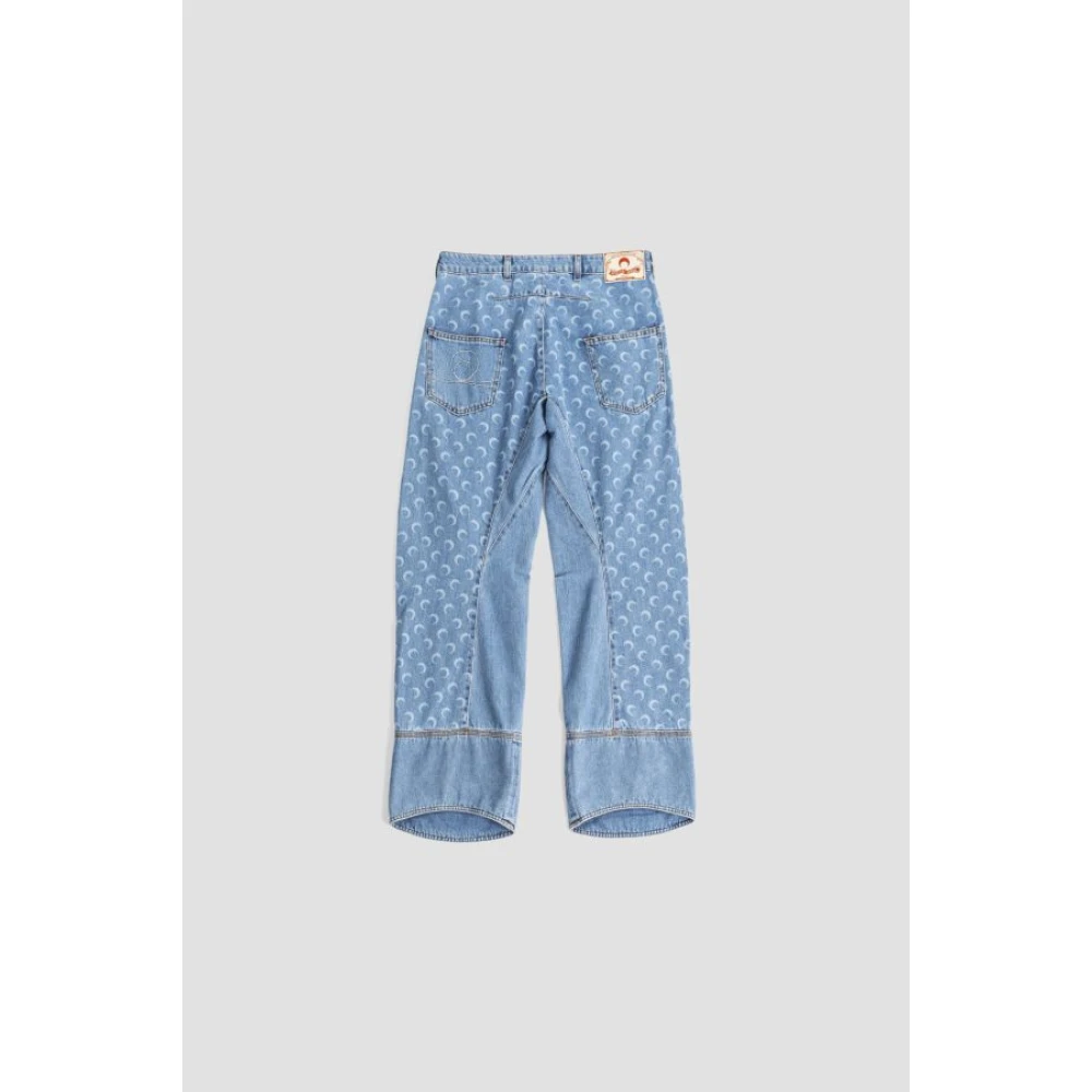 Marine Serre Gebogen Moon Logo Jeans Blue Heren