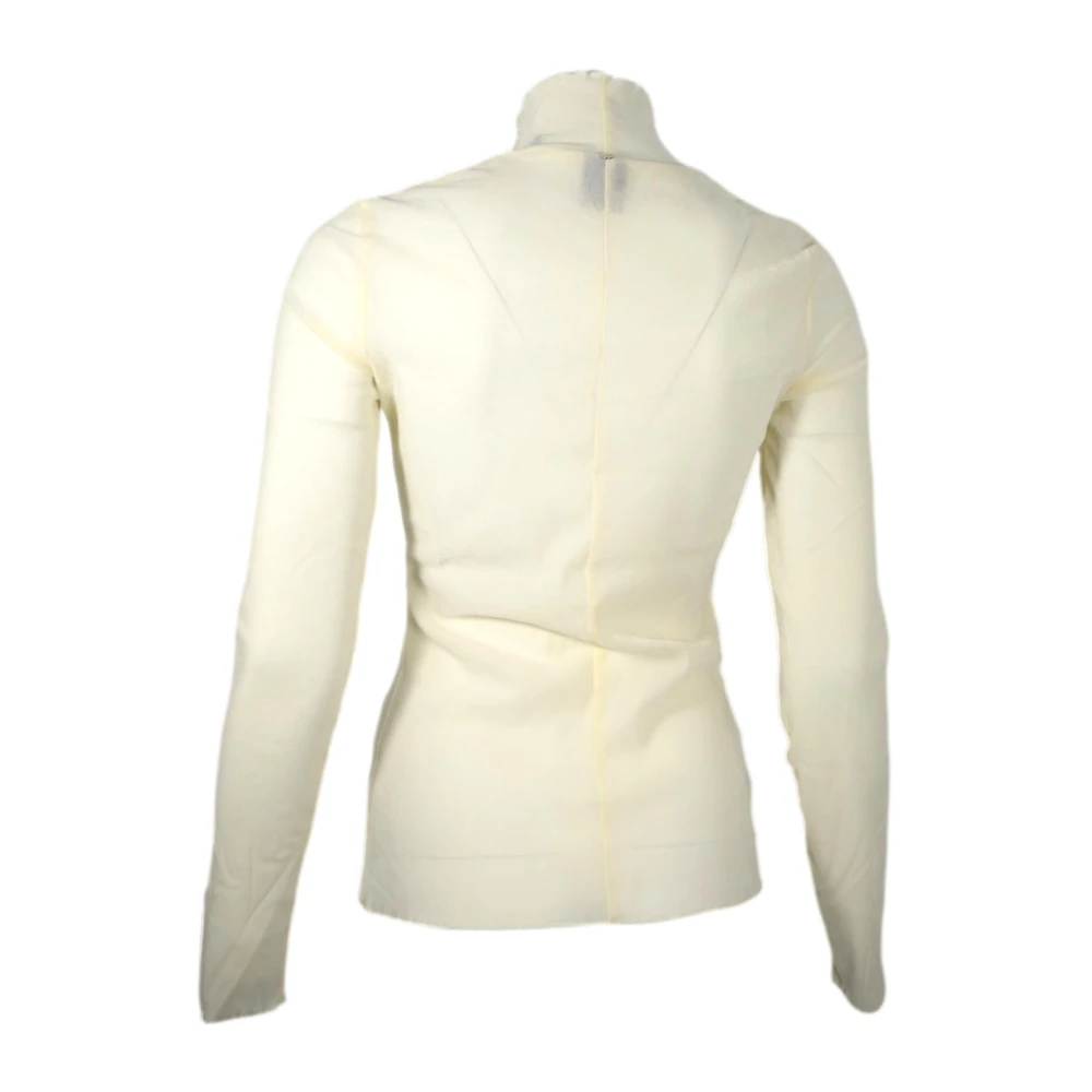 Hugo Boss Fluweel Mesh Coltrui Trui Ivoor Beige Dames