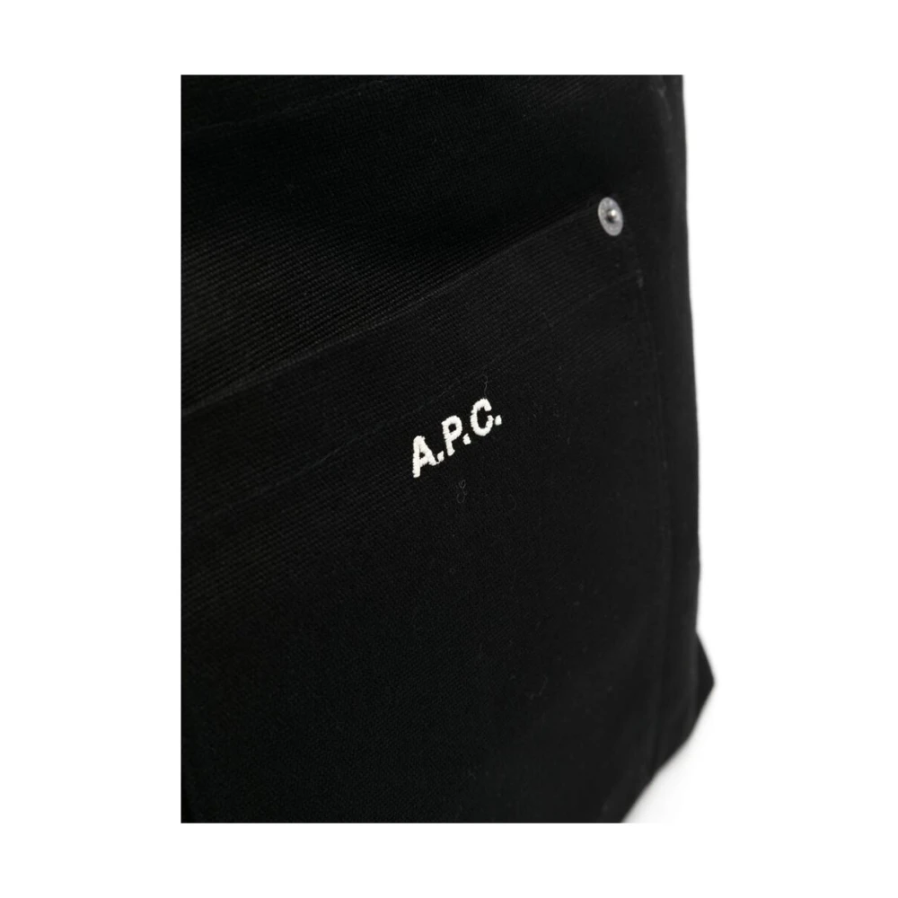 A.p.c. Zwarte Katoenen Bum Bag met Logo Black Heren