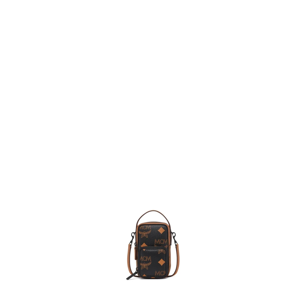 MCM Aren smartphonehoes met schouderband in monogrammix. Black Dames