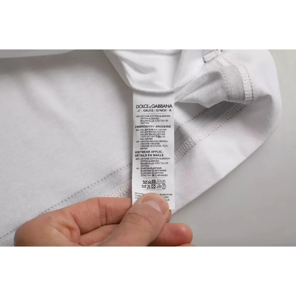 Dolce & Gabbana Grafische Print Wit Katoenen T-Shirt voor Mannen White Heren