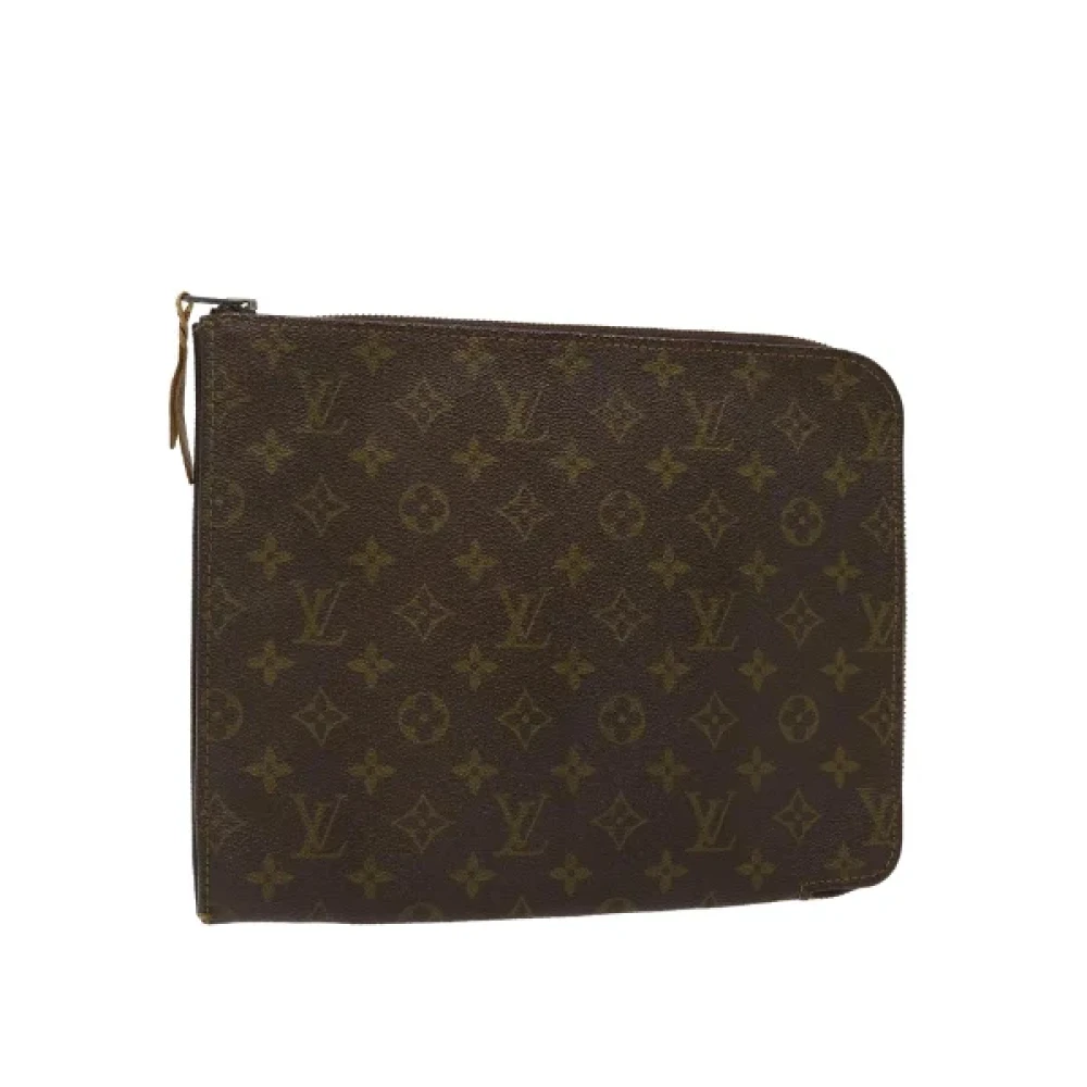 LOUIS VUITTON Dames Clutch Canvas in Bruin