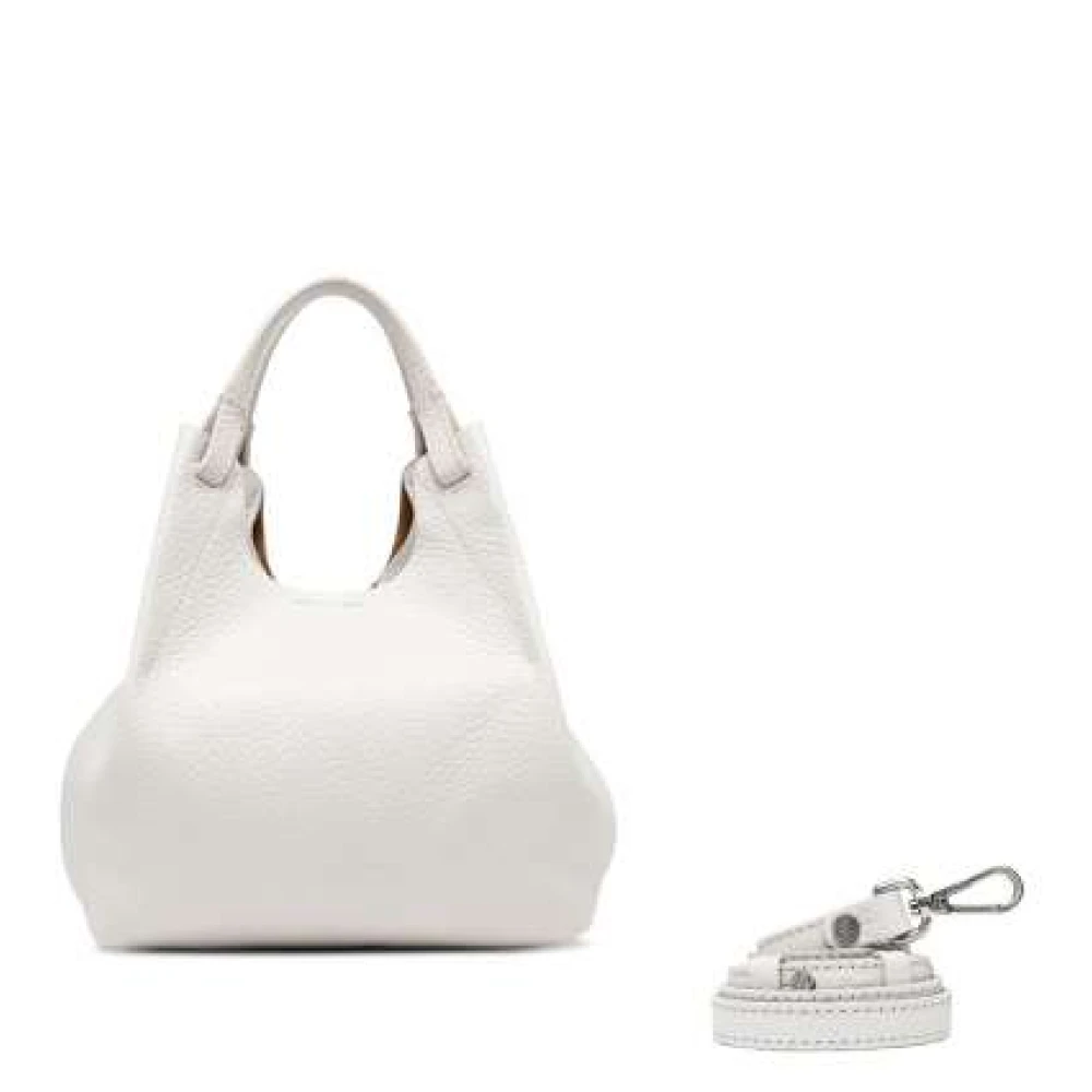 Gianni Chiarini Grain Leather Medium Tote Bag White Dames