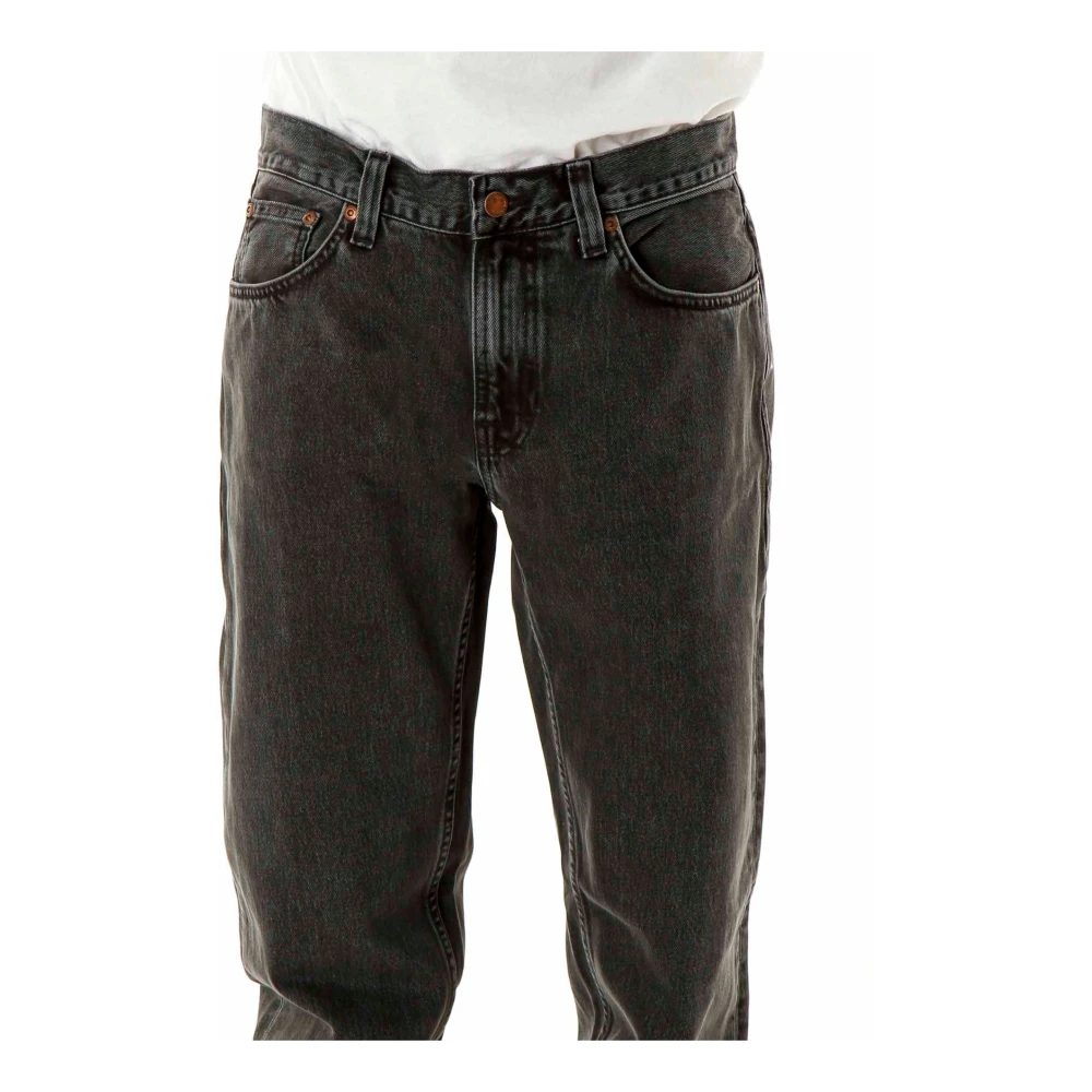 Nudie Jeans Mid Waist Straight Fit Denim Jeans Gray Heren