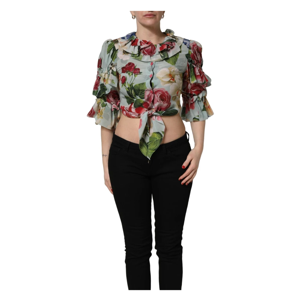 Dolce & Gabbana Women's Multicolor Cropped Blouse - Blouses - Xs - Blouses & Shirts
