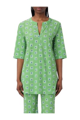 green-geometric-print-tunic-top