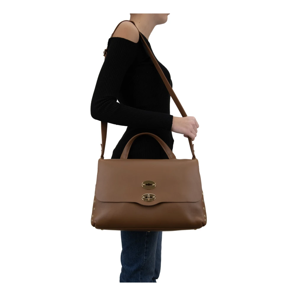 Zanellato Leren schoudertas voor dames Girello Brown Dames