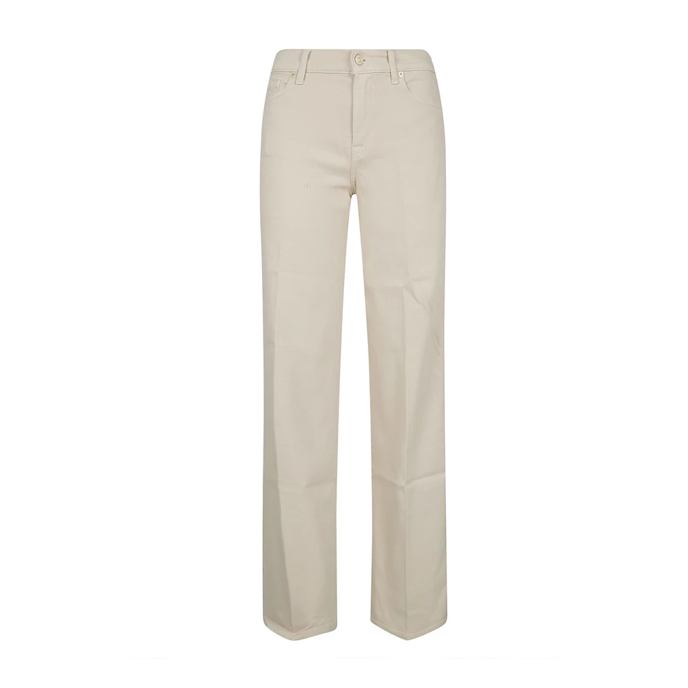 7 For All Mankind Women's Beige Straight Fit Jeans, W25, Lotta Wide-Leg Jeans