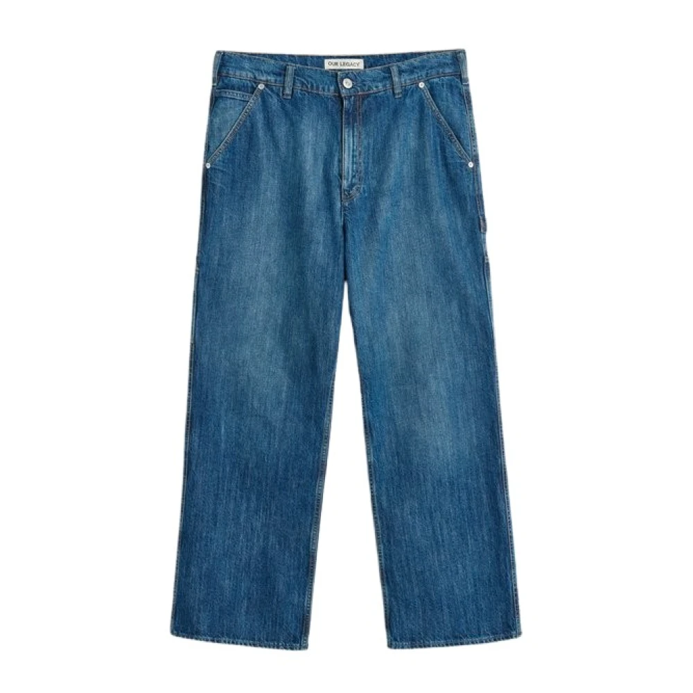 Our Legacy Women's Blue Straight Jeans,, Slim Fit Casual Trousers Small