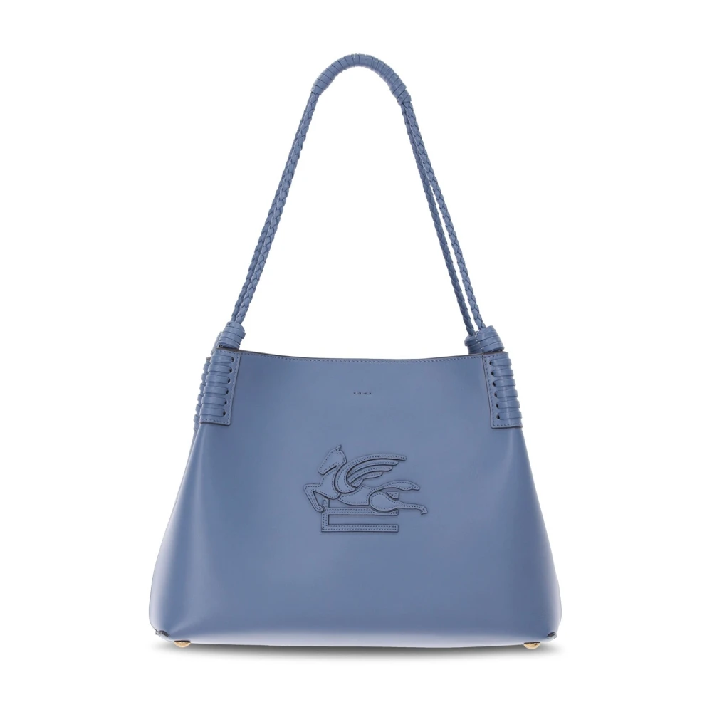 ETRO Handgeweven Shopper Libra met leren details Blue Dames