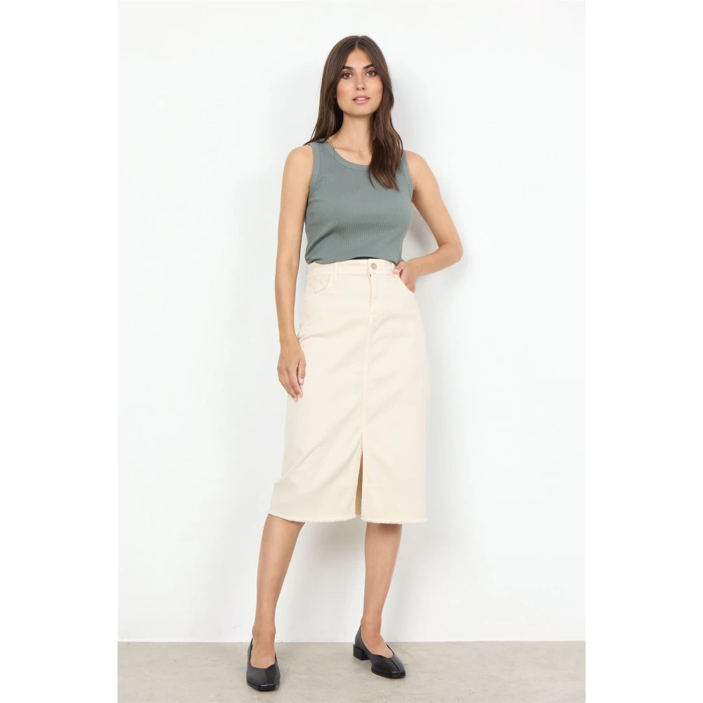 Soyaconcept Moderne Denim Rok met Split Beige Dames