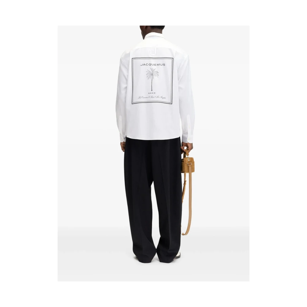 Jacquemus Witte Grafische Print Knoopshirt White Heren