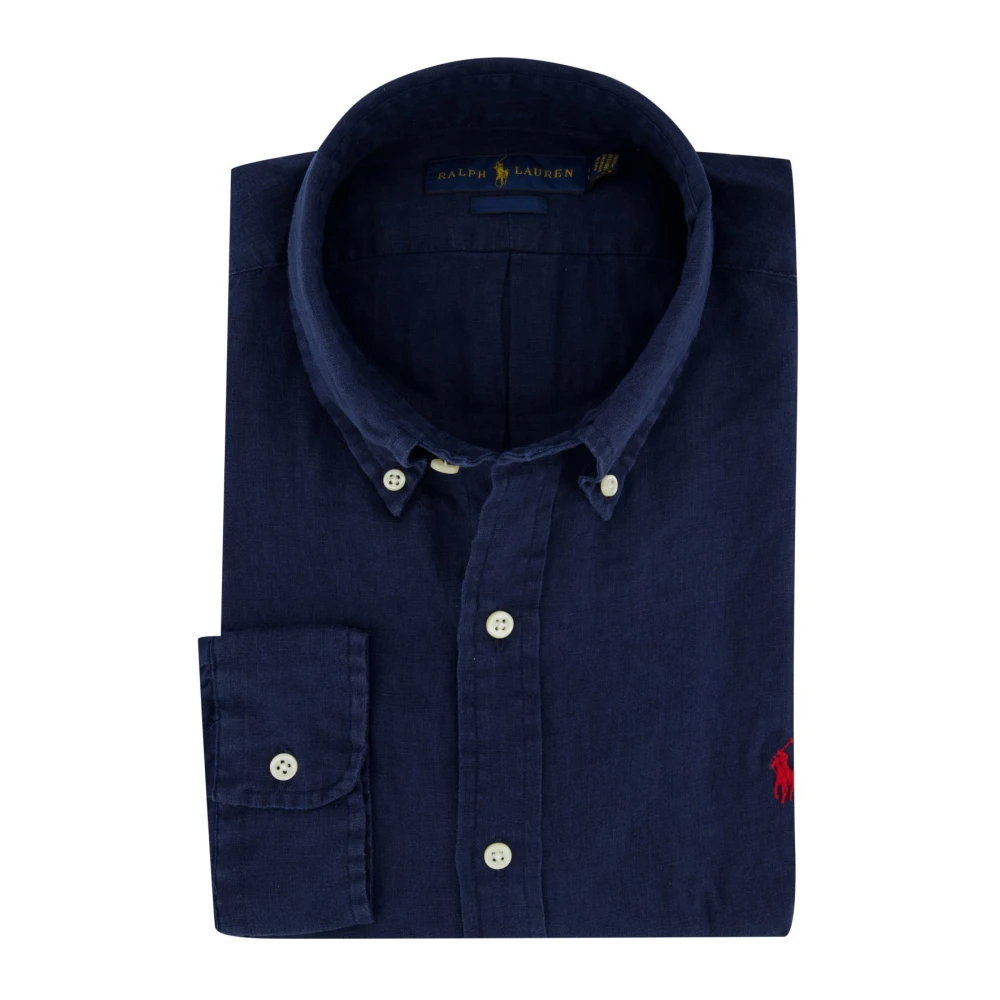 Polo Ralph Lauren Casual Linnen Overhemd Donkerblauw Blue Heren