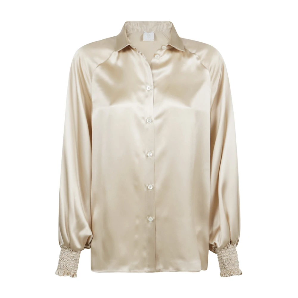 Eleventy Zijden Smock Lange Mouw Shirt Beige Dames