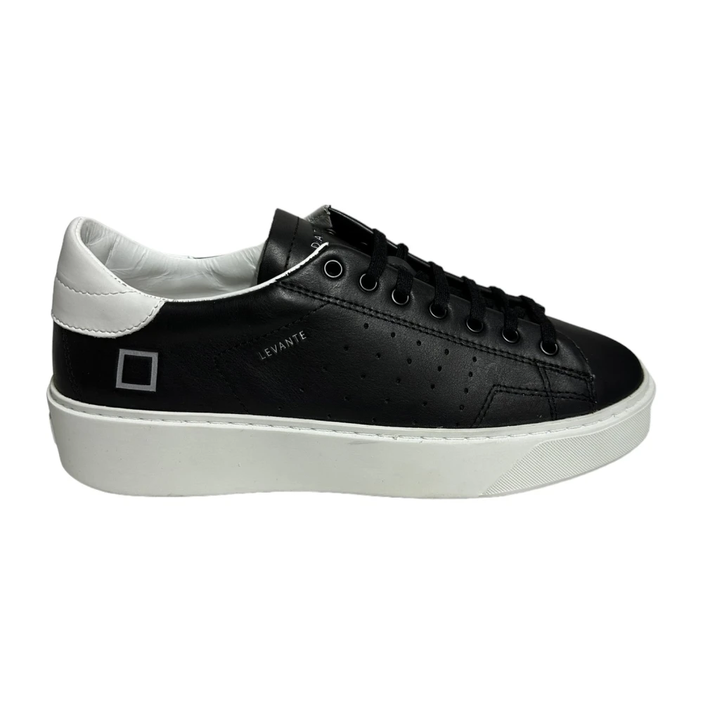 D.a.t.e. Zwarte leren lage sneaker Black Heren