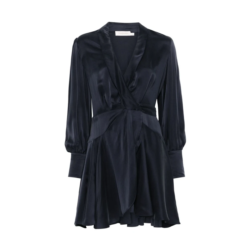 Zimmermann Navy Blue V-Hals Jurk met Shawl Revers Blue Dames