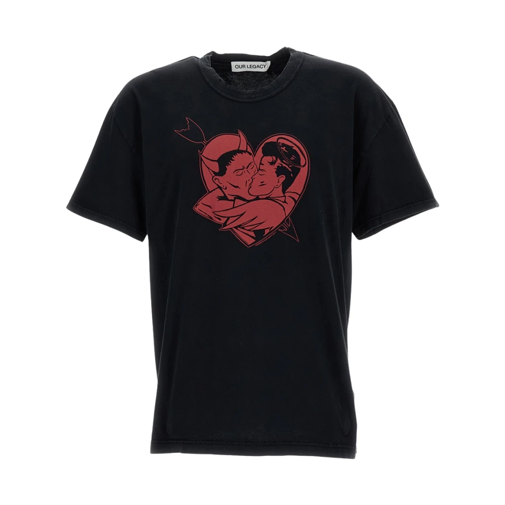 Our Legacy Men's Black T-Shirts, L, Crew-Neck Short Sleeve T-Shirt