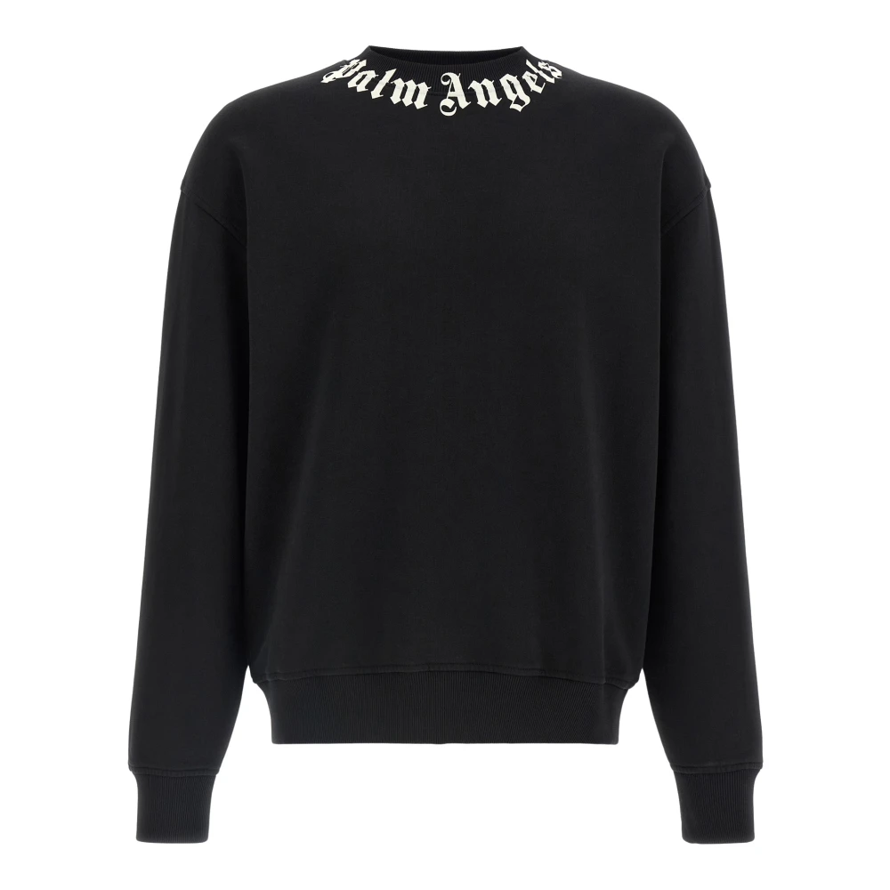 Palm Angels Neck Logo Sweatshirt - Male - Sweatshirts - Black - S - Sweatshirts & Hoodies