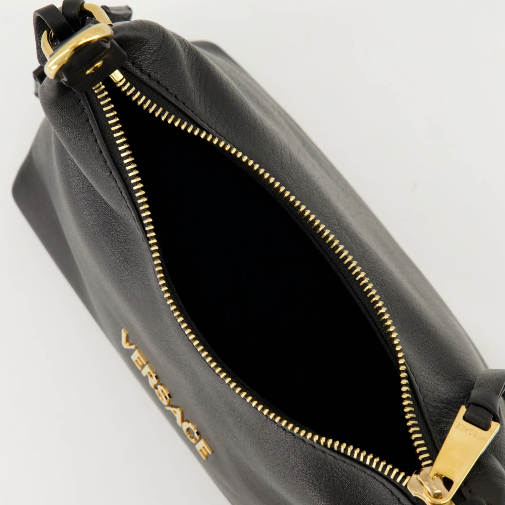 Versace Zwarte leren Hobo tas met Medusa metalen details Black Dames