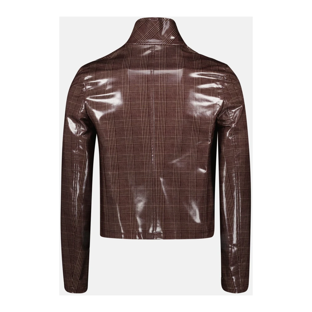 Courrèges Vinyl Geruite Iconische Jas Bruin Brown Heren