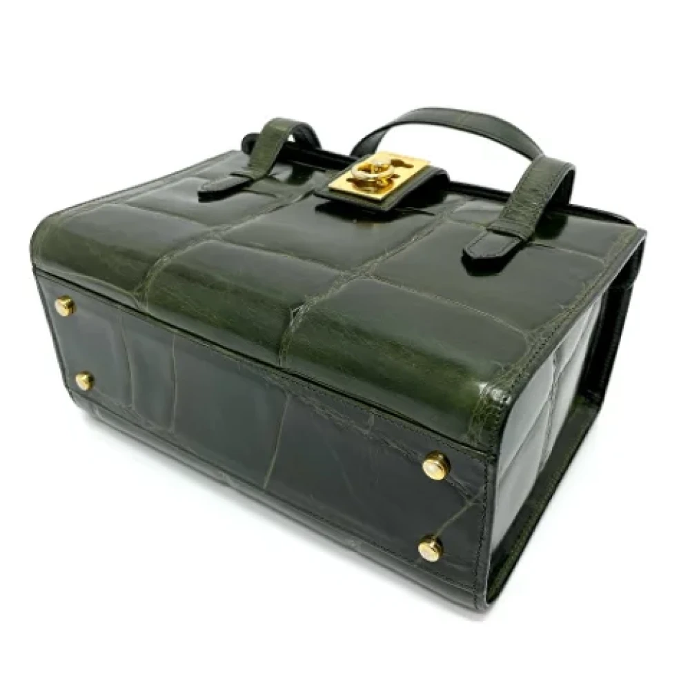 Celine Vintage Pre-owned Leather handbags Green Dames