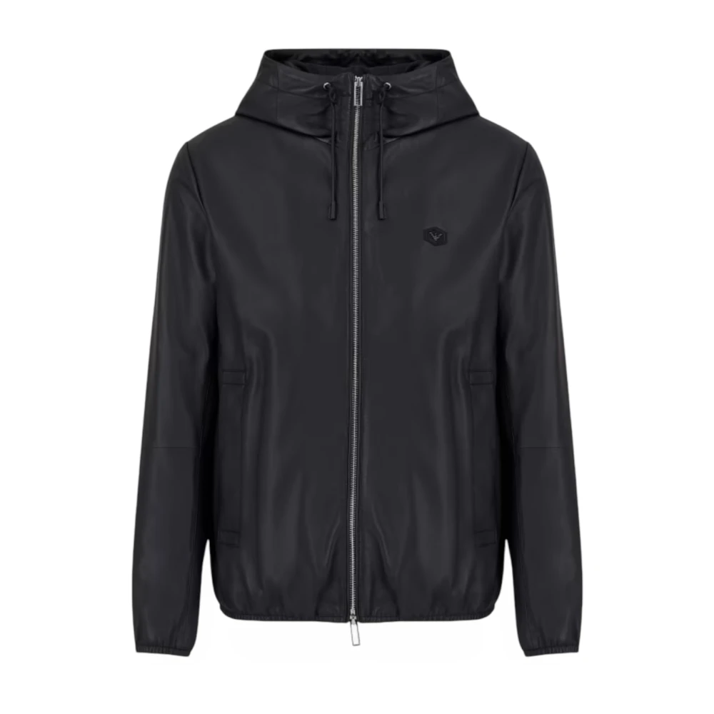 Armani Capuchon Nappa Jas Black Heren