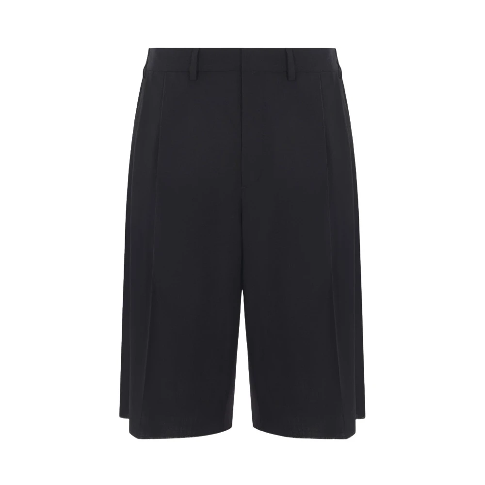MM6 Maison Margiela Wolmix Shorts met Jersey Rug Black Heren