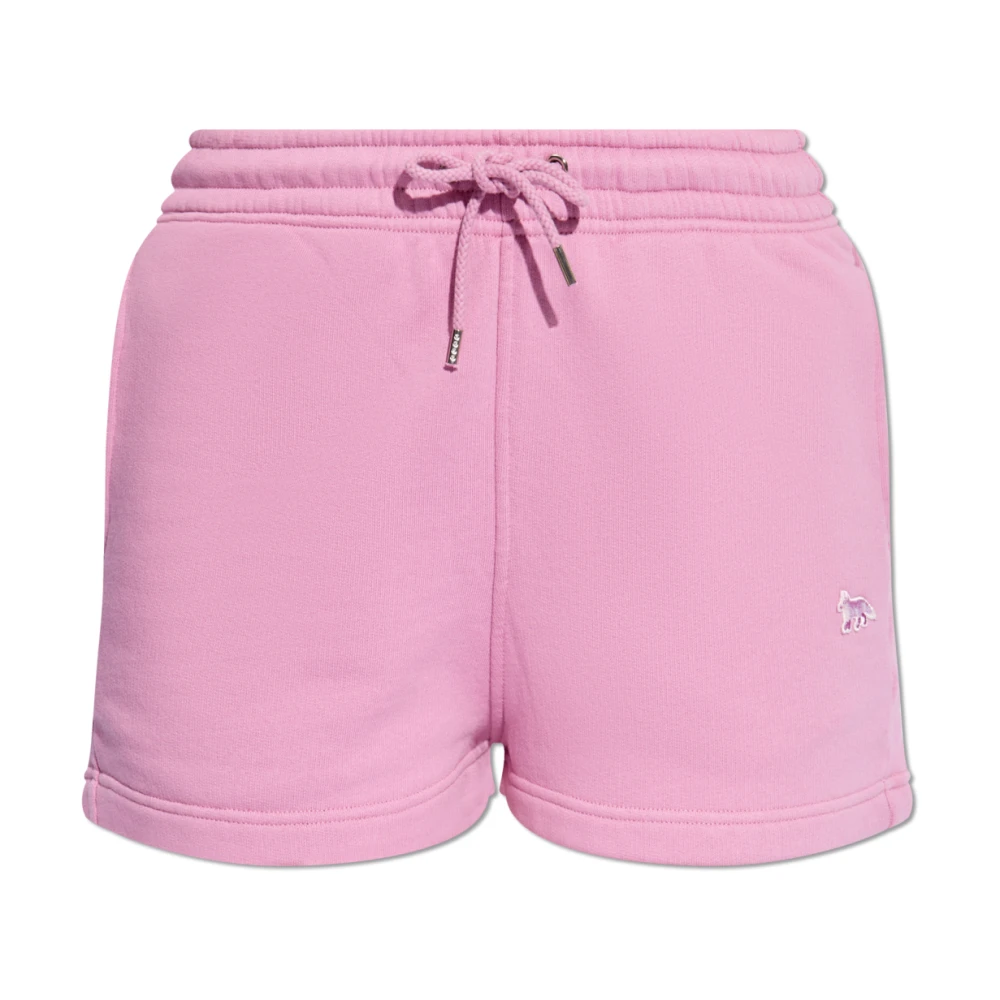 Maison Kitsuné Roze Fleece Jogger Shorts met Baby Fox Borduursel Pink Dames