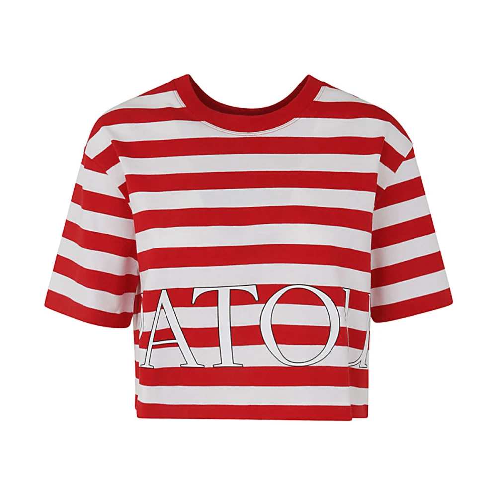 Patou Rood Wit Breton Stripe Cropped T-Shirt Multicolor Dames
