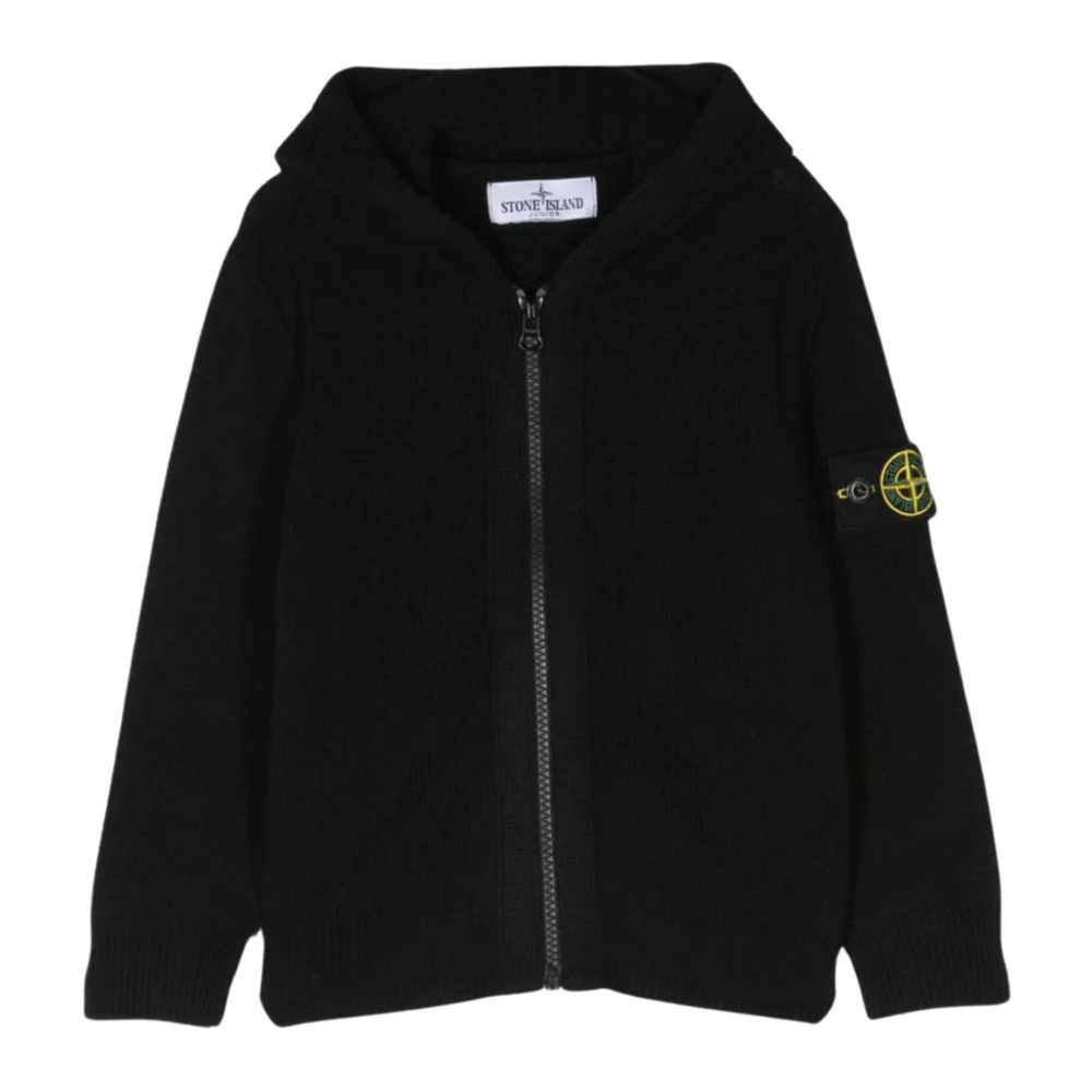 Stone Island Svart Huva Kofta Tröja Black, Pojke