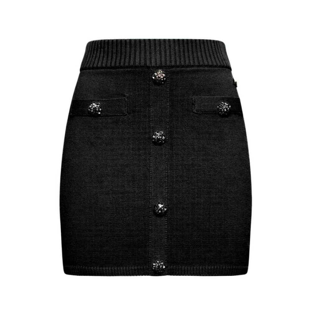 Silvian Heach Vrouw Zwart Rokken Dames, M, Katoen, Rok Met Decoratieve Knopen