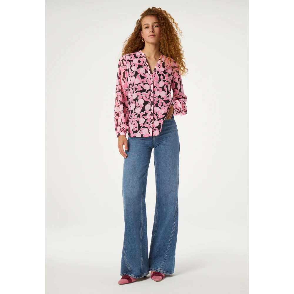 Fabienne Chapot Bloemenroze V-Hals Blouse Pink Dames