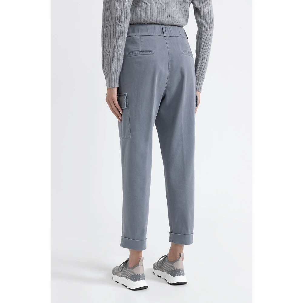 PESERICO Katoenen gabardine cargobroek Blue Dames