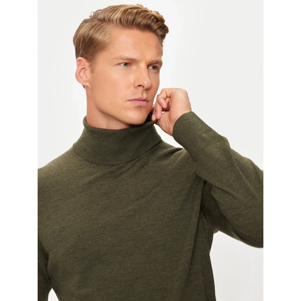 Joop! Groene merinowollen trui met hoge kraag Green Heren